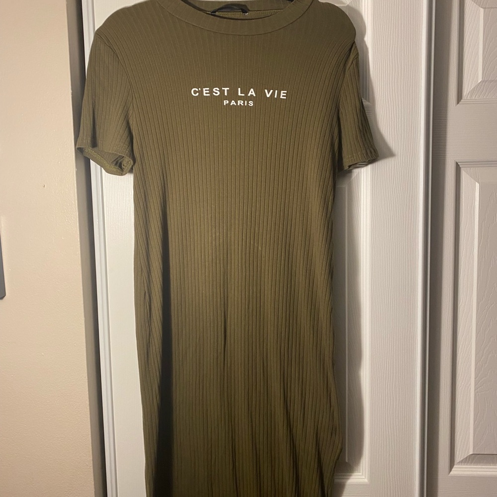 Maternity Olive Ribbed Dress